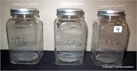 3 Piece. Hoosier Glass Jar Set
