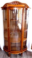 Triple Bow Front Oak China Cabinet