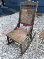 Old Victorian caned sewing rocker
