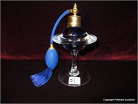 Cobalt & Clear Art Glass Perfume Bottle