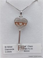 Ster. Silver 10KT Rose Gold Plated Genuine Diamond