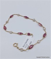 14Kt. Gold Ruby & White Sapphire Bracelet