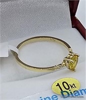 10kt Gold  Yellow Sapphire & Diamond Heart Ring
