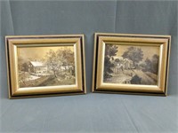 Currier and Ives Metallic Framed Prints