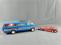 Vintage Tonka Metal Blue Van and Hubley