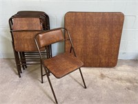 Vintage Cosco Card Table with 7 Chairs