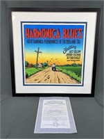 Harmonica Blues Print Signed by R. Crumb