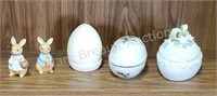 5 assorted Lefton & porcelain Easter decor