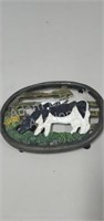 Cast iron Holstein cow trivet, 6 x 8