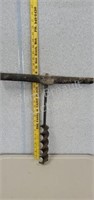 Antique 18 in wood handled boring tool