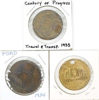 1933 Century Of Progress Worlds Fair Tokens