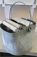Vintage Deluxe galvanized mop bucket with squeeze