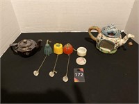Cast Iron Veggie Chimes, Occupied Japan Teapot &
