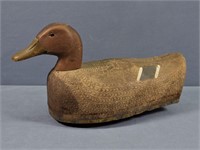 1930's Painted Canvas Duck Decoy, Glass Eyes