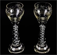 Pair of Opaque Twist Style Crystal Goblets
