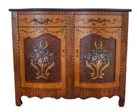 Paint Decorated Marble Top Cabinet