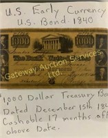 Confederate U.S Early Currency 
1840, 1861 x 4,