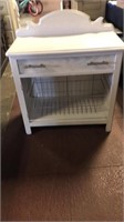 White cabinet. Drawer. Storage wire basket