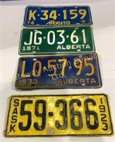 Alberta License Plates 71, 73, 74 and Saskatchewan