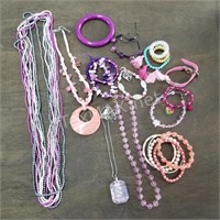 Pink and Purple 80s Style Fashion Jewelry