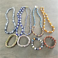 Glass Bead Necklaces and Stone Bracelets
