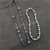 (2) Fashion Silver Necklaces