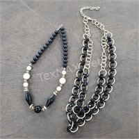 (2) Black&Gold Fashion Evening Necklaces
