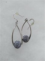 Sterling silver earrings with purple balls