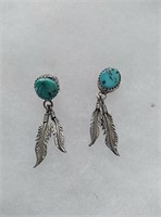 Sterling silver earrings with feathers and