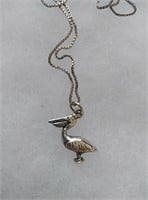 Sterling silver pelican necklace