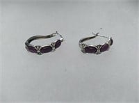 Purple sterling silver earrings
