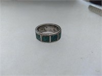 6 3/4" sterling silver ring (green)
