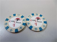 2 ($1.00) CasinOmaha Gaming Chips