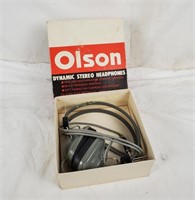 Vintage Olson Ph-113 Stereo Headphones In Box