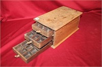 Primitive 3 Drawer Dove Tailed Trinket / Tea Box