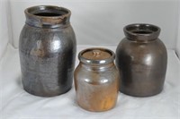 Three Southern Stoneware Storage Jars
