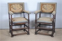 Pair of Antique Tapestry Arm Chairs