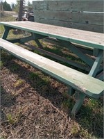 2 wooden picnic tables, 8ft.long