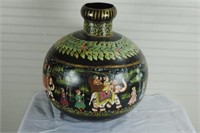 Painted Metal Vase or Planter