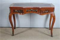 Inlaid Leather Top Marquetry Desk