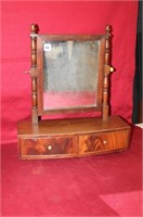 Antique 2 Drawer Mahg. Shaving Mirror 20" Tall