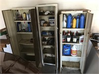 3 Metal Storage Cabinets & Contents