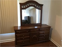 Maple Triple Dresser With Matching Mirror