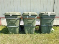 3 ROLL-AWAY WASTE CANS