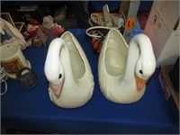 2 Ceramic Swan Planters