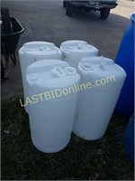 4 White Poly 15 gallon Drums / Barrels