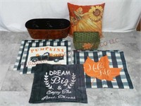 Fall Pillow, Pillow Cases, Metal Tub & Basket