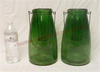 Glass Jar Candle Holders ~ 10.5" Tall ~ Set of 2