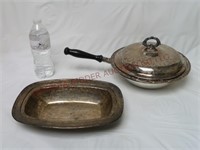Silver Plate Handled Pan & Square Dish