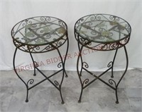 Metal w Glass Top Side Tables / Plant Stands